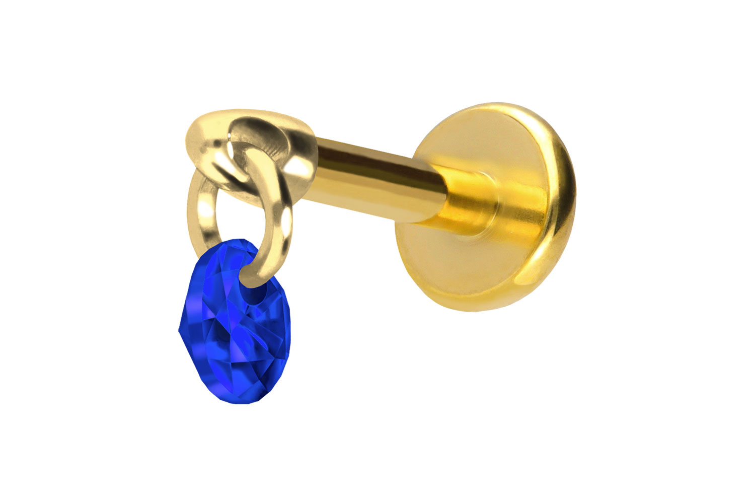 Titan Labret Piercing mit Push Fit RUNDER KRISTALL